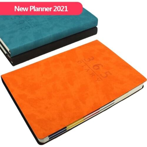 2021 Jan-Dec Agenda 365 diary English language Notebook A5 Leather Soft Cover School Planner Efficiency Journal Monthly Planner