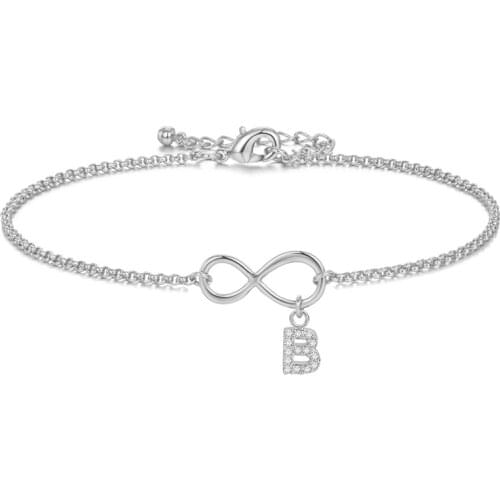 Duoying Dropshipping Infinity Custom bracelet for women Chain link Tiny Initial Letter A-Z Rhinestone Bracelet Supplier