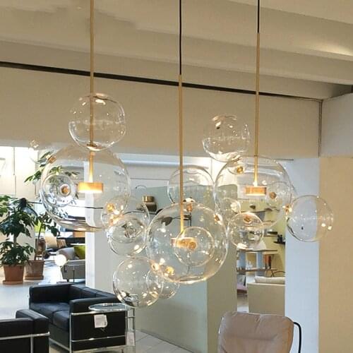 Nordic postmodern creative Led branch chandelier magic bean glass ball bar restaurant chandelier simple living room decoration