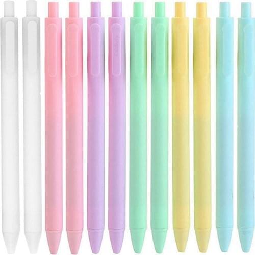 Macaron Candy Color Retractable Gel Pen Refills Rod Set 0.5 mm Ballpoint Pens Kawaii Press pen for School&Office Writing Statio