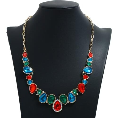 Fashion exquisite wedding engagement necklace for women with alloy inlay rhinestone waterdrop design choker female halsketting