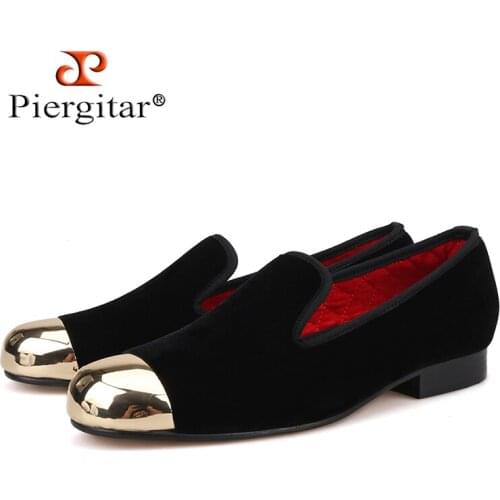 Plus Size Men Shoes New Metal toe Men Black Velvet smoking slipper male prom and banquet loafers mens flats SIZE US 4-17