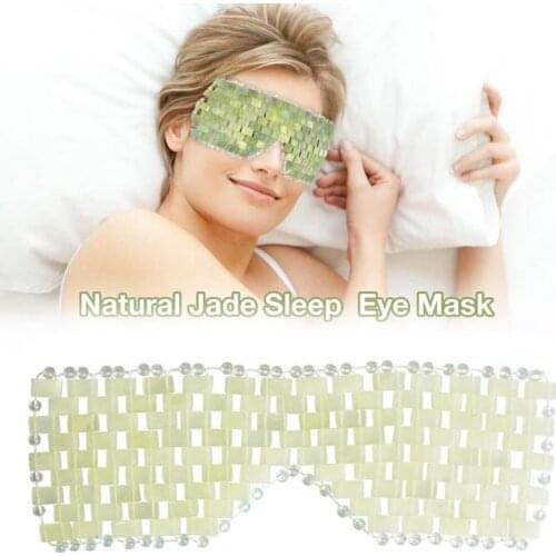 Natural Hand-woven Jade Stone Blindfold Women Summer Beauty Cooling Sleep Eye Mask Anti Aging Therapy Massager Shade Cover Masks