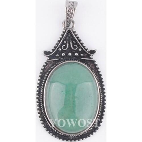 4Pcs New Arrivals Natural stone Retro Ancient Pendant Aventurine Oval Flat Stone Bead Pendulum Pendants for Necklace QN3699