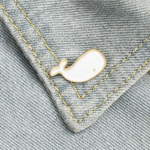 Adorable Baby Whale Enamel Enamel Pins Mini Badge Brooches for Denim Jeans Lapel Pins Cartoon Simple White Jewelry Gifts for
