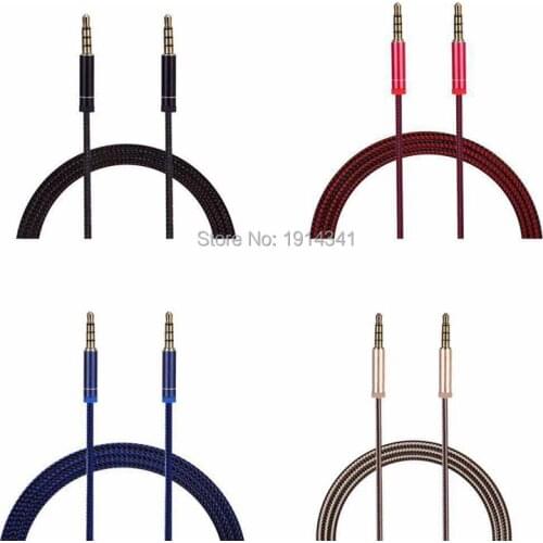 Wholesale 1000pcs/lot 1m 3.5mm Male To Male M/M Stereo AUX Auxiliary braided Audio Cable for iPod for iPhone for Samsung MP3 Car