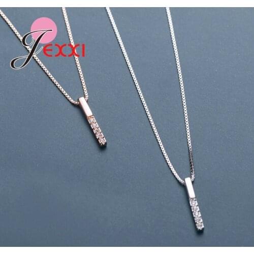 Minimalist Geometric Vertical Bar Pendant Necklaces 925 Sterling Silver Fine Jewelry For Women Trendy CZ Zircon Accessories