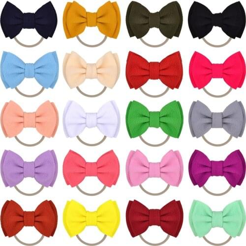 20Pcs/lot Cute Bows Solid Baby Headbands Elastic Hair Band For Baby Girls Handmade Hairbands Nylon Headwear Hair Accessories