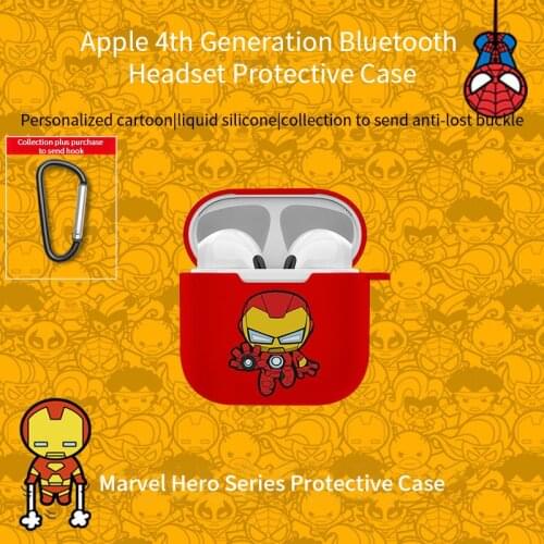 Marvel Iron Man Silicone Wireless Bluetooth Earphone Case for Air Pods 2 Box Storage Bag for AirPods 1 Protective Soft Cover