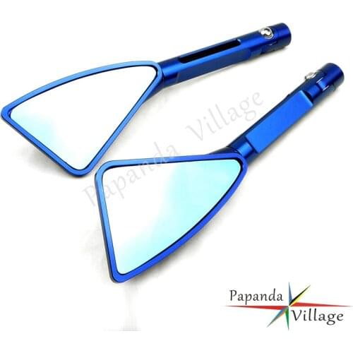 Papanda Motorcycle Blue Dirt Bike Rearview Tomok Mirrors Side Mirror for Kawasaki Z750 Z1000 Yamaha MT FZ Honda Suzuki