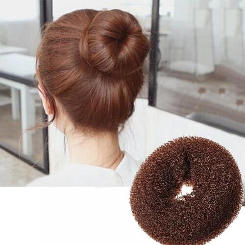 1PC Fashion Brown Bun Ring Shaper Hair Doughnut Updo Styling Tools Korean Hairstyle Magic Shaper Hair Ring Bun Elegant Wome