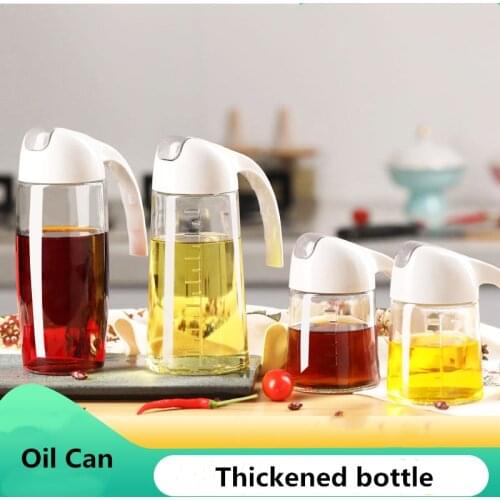 Glass Oiler Household Leak-proof Oil Bottle Seasoning Bottle with Lid Oil Vinegar Pot Kitchen Supplies 2 Sizes Glass Oiler