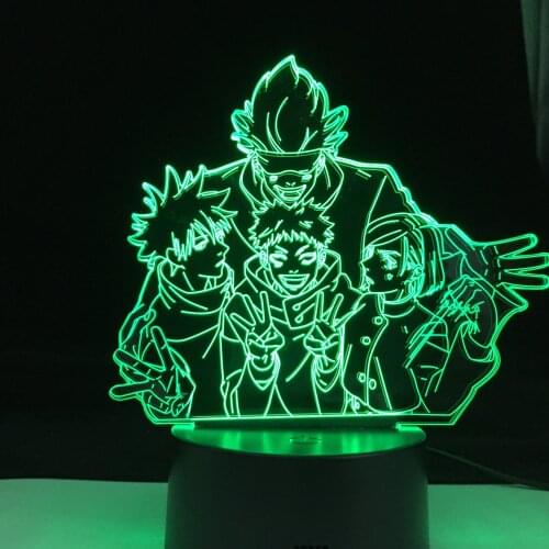 3d Anime Lamp Satoru Gojo Team Light Jujutsu Kaisen Led Night Light for Birthday Gift Jujutsu Kaisen Group Satoru Gojo Lamp