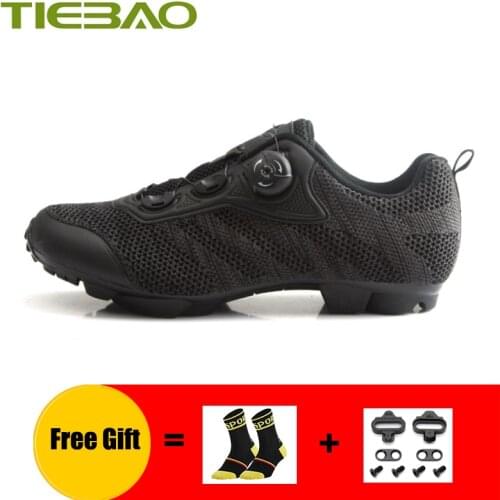 TIEBAO Mountain Bike Sneakers Mtb Cycling Shoes Flying Woven Elastic Cloth Self-locking Cycling Sneakers Breathable Riding Shoes