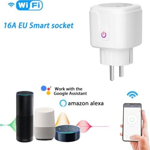 Tuya Smart Socket Graffiti 16A With Power Metering EU Standard Plug Wifi Electrical Sockets Smart Life APP Alexa Google Home