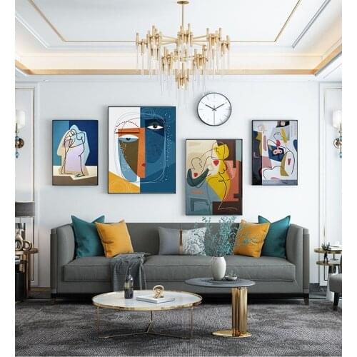 For Living Room Bedroom Unique Poster Home Deco Abstract Canvas Painting Retro Classic Wall Art Canvas Black Lines Wall Pictures