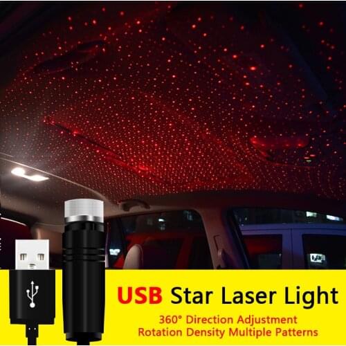 USB Auto Decoration Night Galaxy Lamp Car Roof Star Light Interior Mini LED Starry Laser Atmosphere Ambient Projector Lights