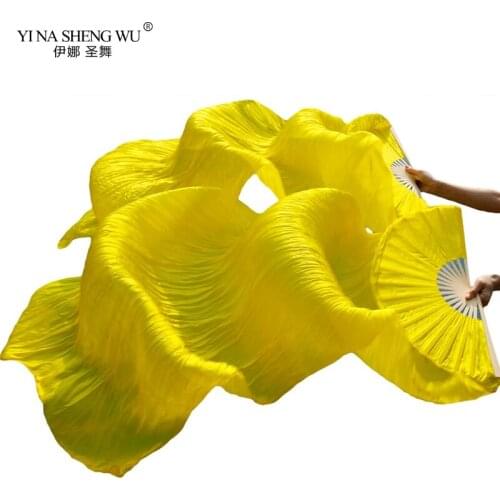 100% Silk/Imitation Silk Belly Dance Fan 1 Pair(Left And Right) Handmade Bamboo Row Fan Bone White Silk Fans180x90cm Five Colors