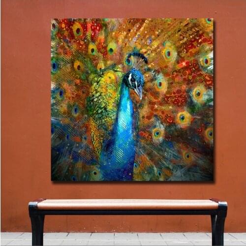 Wlong Fashion Printing Oil Painting Pop Art Peacock Wall Art Canvas Prints Pictures Home Decor For Living Room Bedroom Unframed