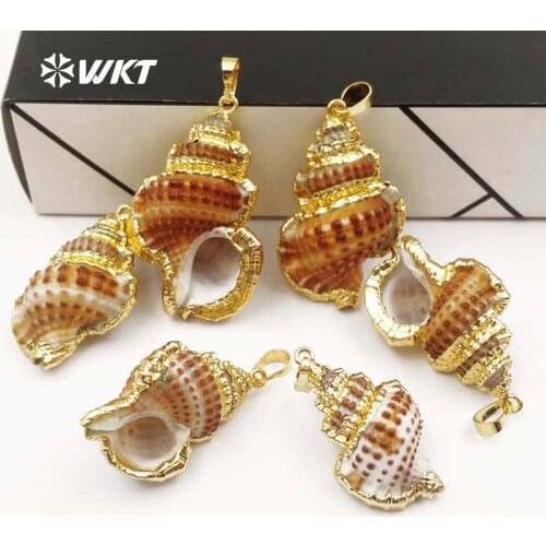 WT- JP010 Wholesale natural shell pendant tiny shell pendant gold color shell pendant for women jewelry