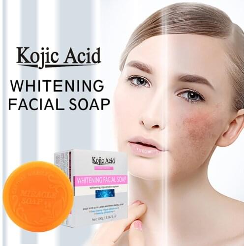 100g Whitening Facial Soap Dark Black Skin Lightening Soap Kojic Acid Soap Glycerin Brighten Face Body Skin Bleaching Soap Face