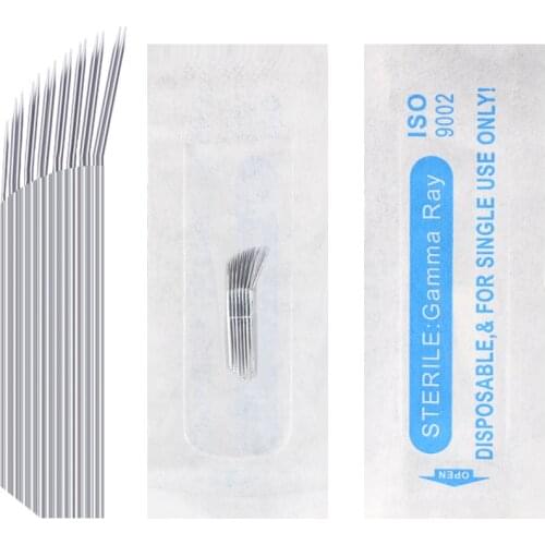 100 pcs Permanent makeup blade For Manuel Pen 15 pin 2Row sector Needle Blade Embroidery Eyebrow Tattoo Supplies C5