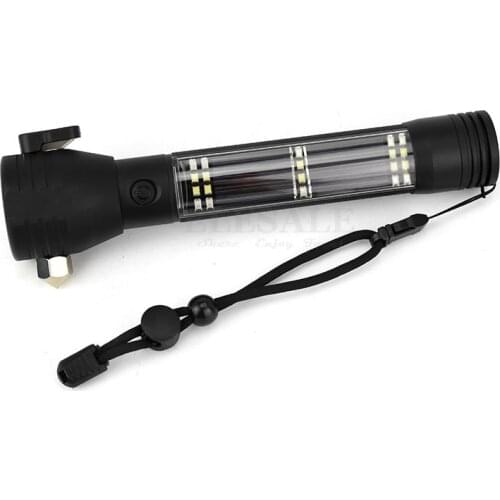 2019 Multi Function In Car Flashlight Solar Power Camping Outdoor Torch Flashlight Emergency Window Breaker Alarm Strobe