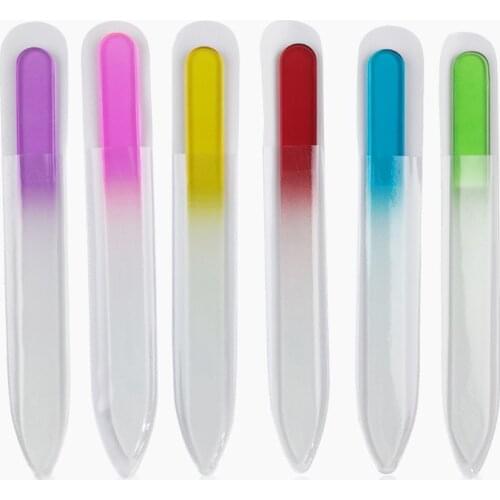 5pcs/set Monochrome crystal glass nail file Fashion nail polish strip Polishing tool manicure set