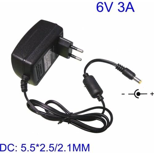 6V3A High quality IC solutions DC 6V 3A Switch power supply,6V3000mA 18W LED power adapter EU US plug 5.5x2.5/2.1mm