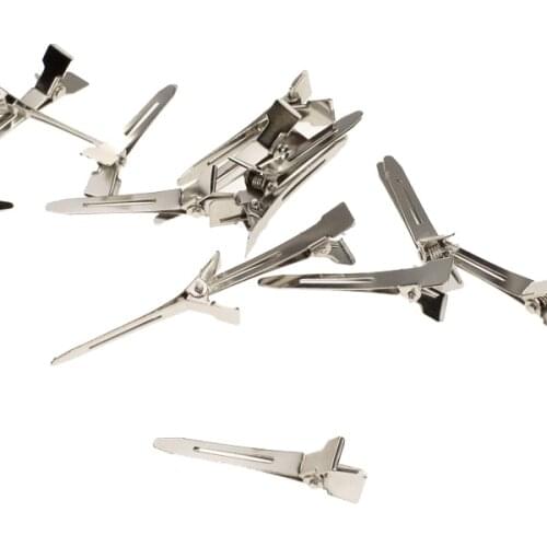 66pack Silver Prong Crocodile Alligator Hair Clips Bows Slides findings 45mm