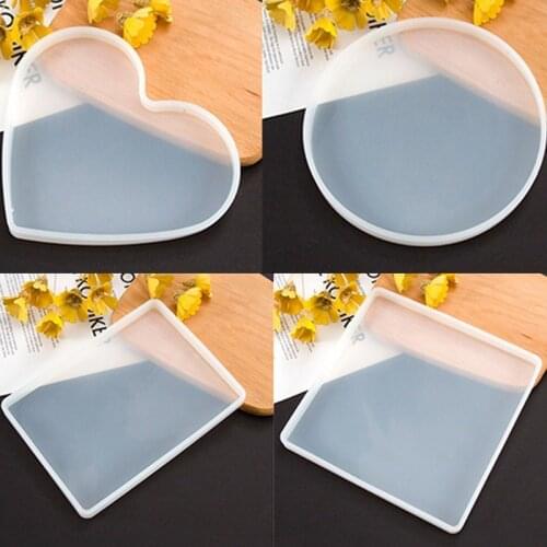 Aouke DIY Epoxy Resin Round Love Square Silicone Mold Table Top Decoration Coffee Cup Mat Plaster Crafts Geometric Silicone Mold