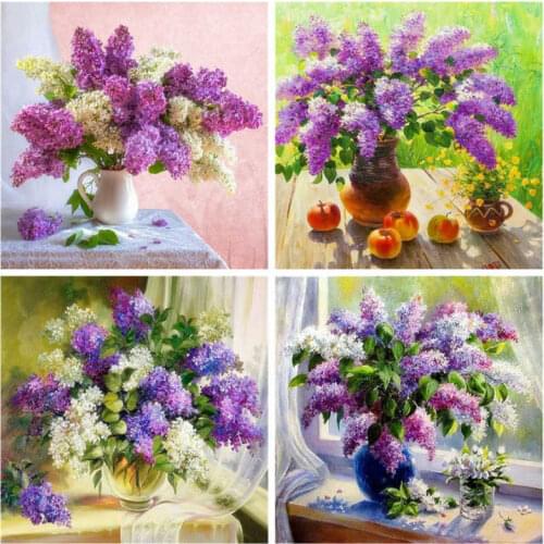 AZQSD Diamond Mosaic Flower Diamond Painting Kit Floral Home Decor Needlework Handicrafts Picture Of Rhinestones Wall Art