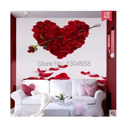 Custom large 3 d mural wallpaper romantic roses The sitting room TV setting wall, film and television wall paper