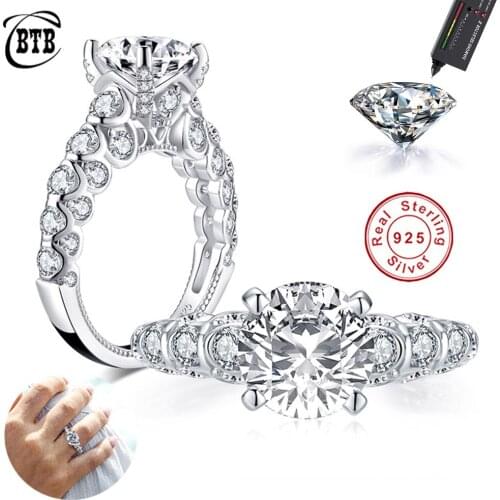 CBTB New Design 100% 925 Sterling Silver 3ct Luxury Moissanite Womens Ring Party Wedding Couple Wedding Rings Jewelry Wholesale