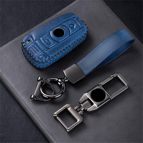 Genuine Leather Car Key Case For BMW E90 E60 E70 E87 3 5 6 Series M3 M5 X1 X5 X6 Z4 Keychain Cover Remote Key Holder Car Styling