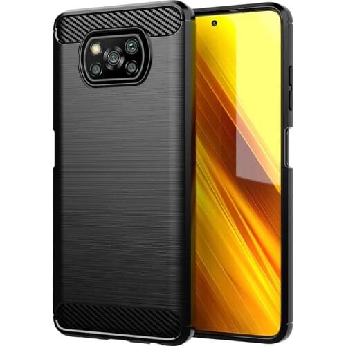 For Xiaomi Pocophone Poco X3 NFC Case Soft silicone Carbon Fiber Armor Shockproof Protective back cover case for xiaomi poco x3