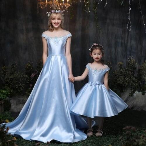 Floral Girls Dresses Ball Gown Mommy and Me Mother Daughter Mermaid Wedding Dresses Mother of The Bride Dresses Performance