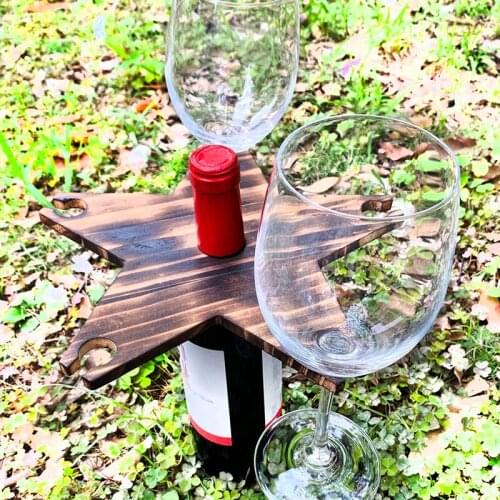 Wooden Wine Bottle and Glass Holder Wood Wine Rack Holiday Wine Holder Wine Storage Glasses Hook Stand Organizer Tray