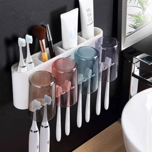 Toothbrush rack free punching mouthwash cup brushing cup wall-mounted bathroom wall-mounted electric dental cylinder dental set