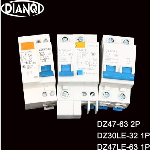 DZ30LE-32 DZ47LE-63 1P+N DZ47-63 2P C45 mini Household Circuit Breaker Electric Leakage Residual Protection Current Device