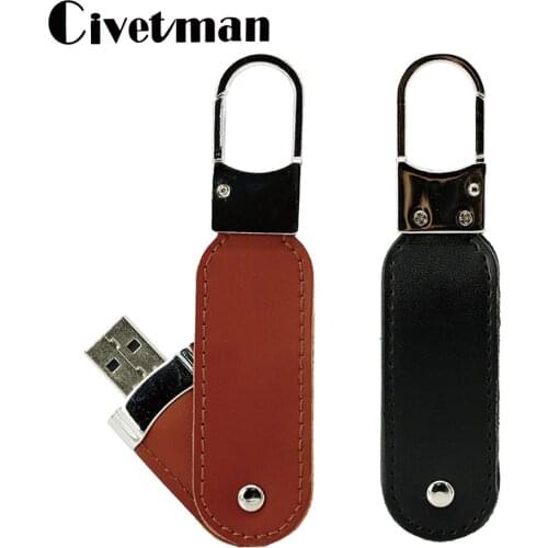 New USB Flash Drive 128GB Pendrive 64GB Pen Drive 256GB 32GB 16GB 8GB 4GB Metal Leather with Keychain Flash Memory Stick Disk