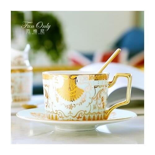 Bone China Coffee Cup Ceramic Home European Phnom Penh Cup English Afternoon Tea Set Red Tea Cup Small Luxury Drinkware