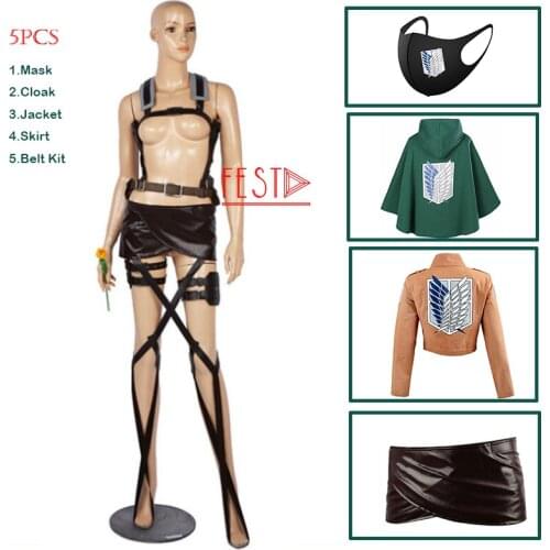 Attack on Titan Scout Regiment Cosplay Costume Set Anime Eren Jaeger Ackerman Levi Mikasa Sasha Blaus Cloak Hanji Zoe Jacket