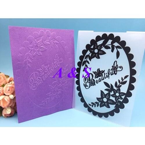 Flower Beautiful Oval Frame Paper Card Plastic Embossing Folder For DIY Scrapbook Card Envelop Album Frame Decoration Template