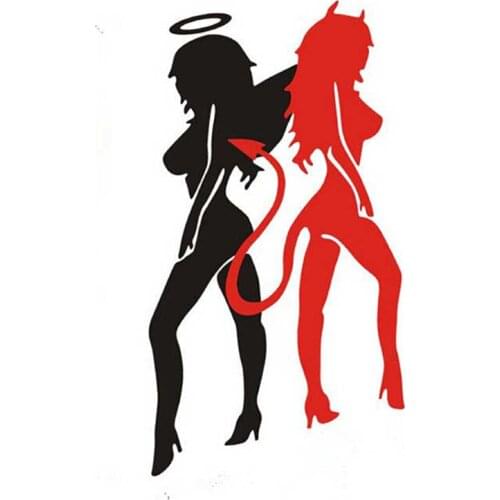 Angel Devil Beauty Car Stickers 14cm*8cm PVC Super Cool Car styling Decal Personalized Car Decals