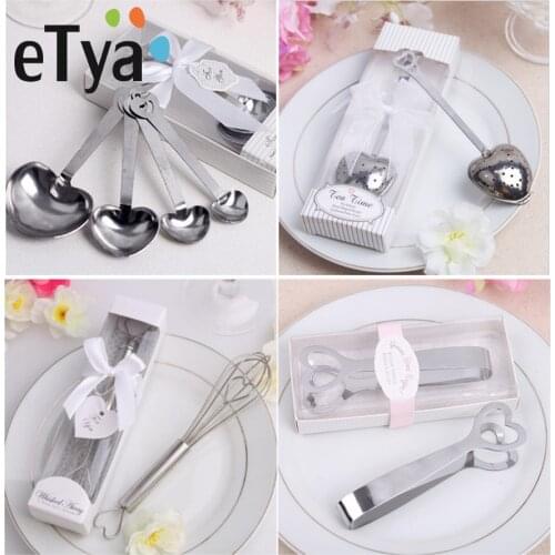 Stainless Steel Heart-Shaped Sugar Clip Measuring Spoons With Gift Box Love Heart Tea Infuser Egg Beater Wedding Party Favors