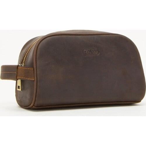 Fashion leather multifunctional clutch bag Crazy horse leather toiletry bag