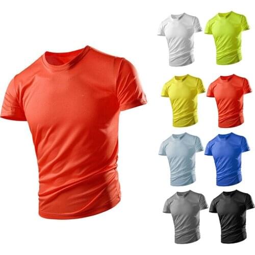 Men Breathable Shirts Summer Running t Shirt Quick Dry Fitness Sport t Shirts Top Exercise Training Top Workout Tee Gym Clothes