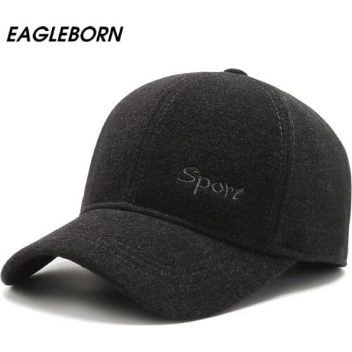 New Winter Hat Man Hat Baseball Cap Dadhat Middle-aged Russia Winter Hat Warm Plus Velvet Thick Leisure Woolen Cotton Cap Men