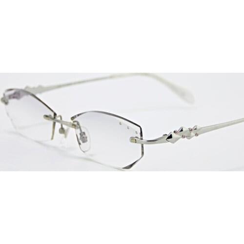 Customized Prescription of Rimless Glasses Diamond Pure Titanium Ultra-light Rimless Glasses Frame for Myopic Presbyopic Glasses